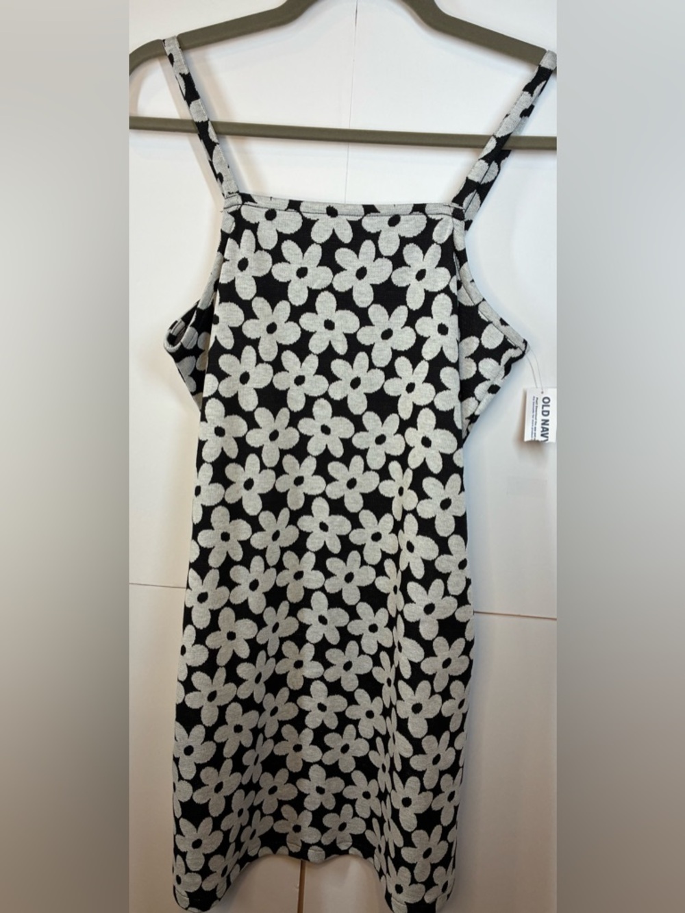 Old Navy Girls XL (14-16) Black White Floral Dress Sleeveless Textures Summer